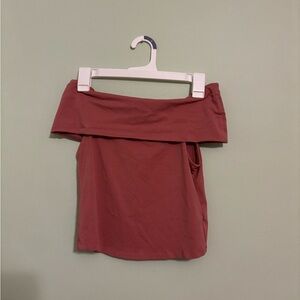 Aerie Off-Shoulder Pinky Red Crop Top